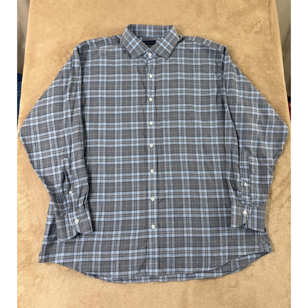 Proper Cloth Shirt mens XL Blue Grey Plaid Long Sleeve Button Down Cotton EUC‎